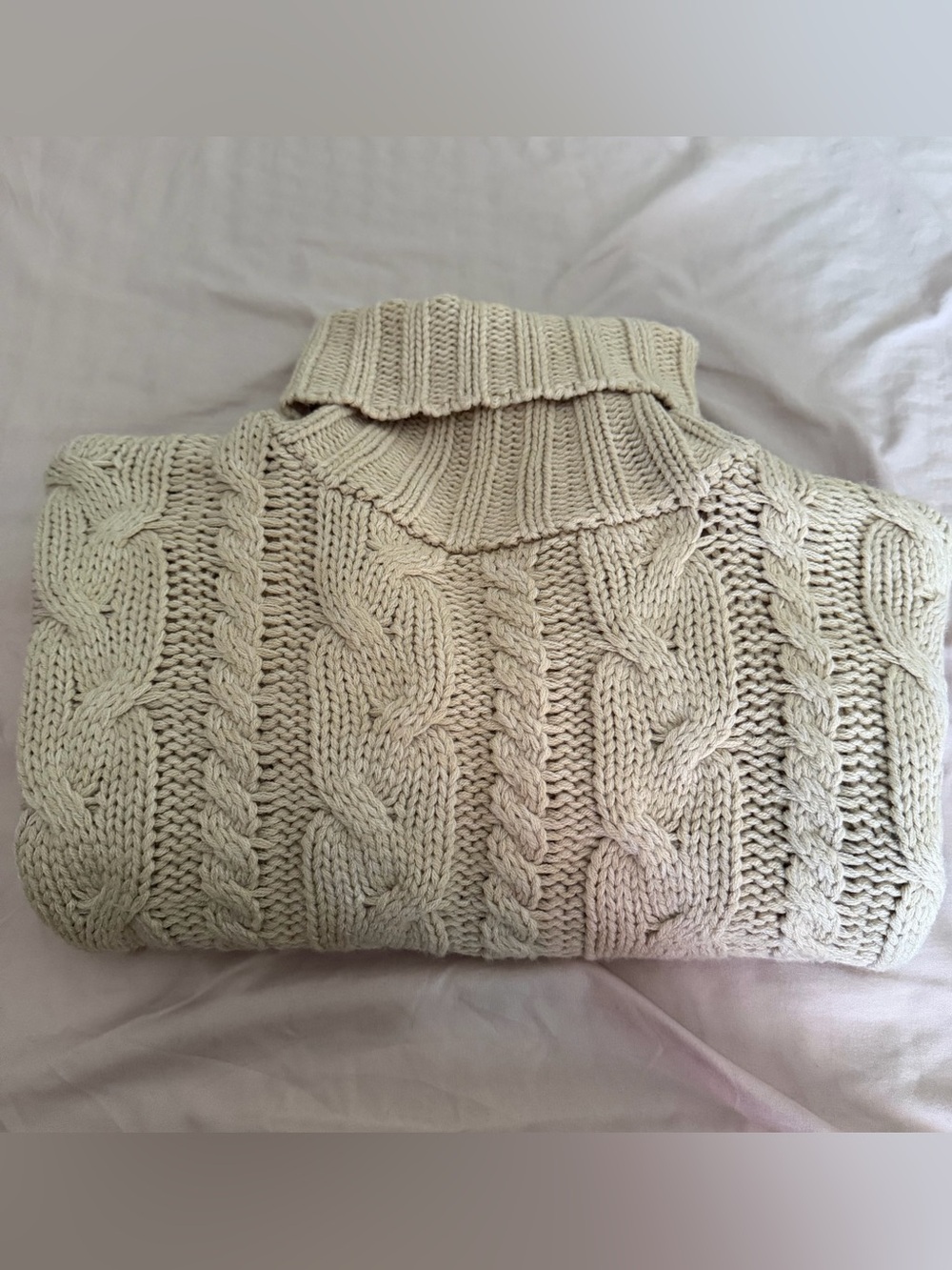 Love Tree Cream Cable Knit Turtleneck Sweater